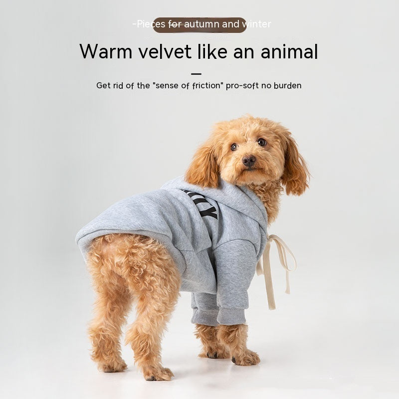 Pet Dog Fleece-Lined Hoodie – Casual & Warm with Hood