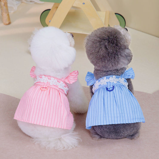 Pet Puppy Vertical Stripe Princess Dress