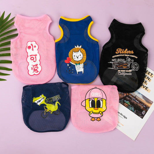 Mesh Polyester Cartoon Vest for Dogs