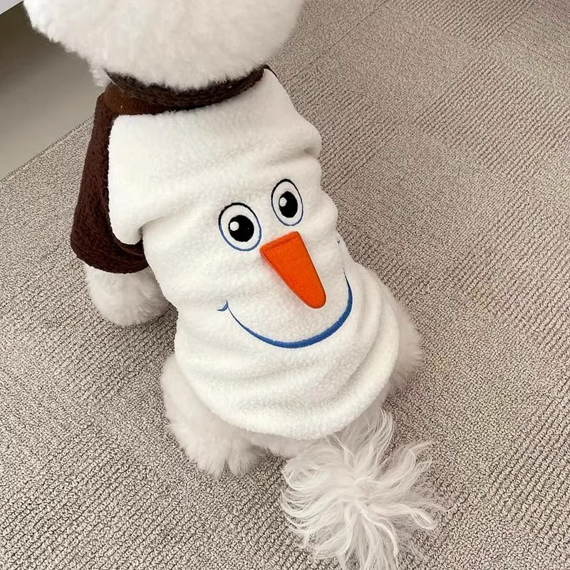 Christmas Snowman Dog Hoodie – Funny Transformation Outfit