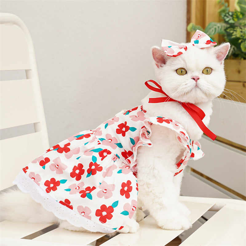 Pet Dress with Flounced Sleeves – Three-Color Design