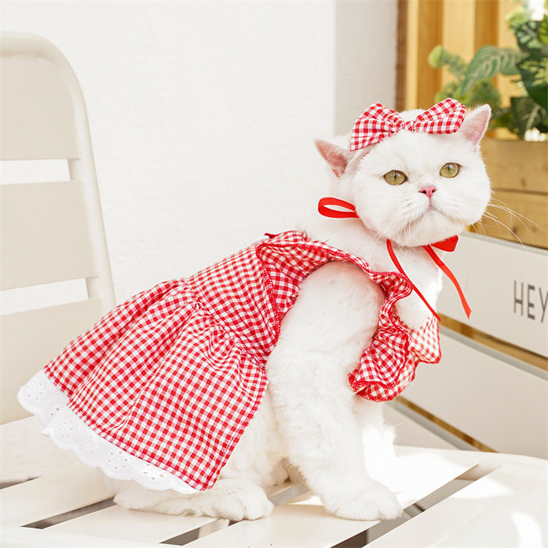 Pet Dress with Flounced Sleeves – Three-Color Design