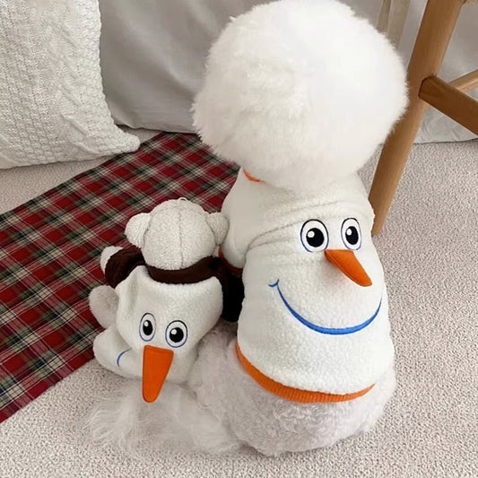 Christmas Snowman Dog Hoodie – Funny Transformation Outfit