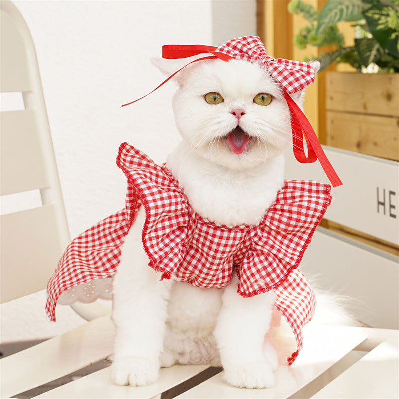 Pet Dress with Flounced Sleeves – Three-Color Design