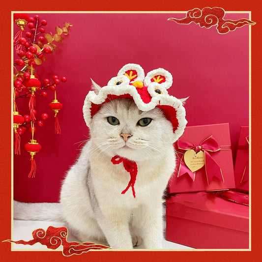 New Year Festive Clothes – Tiger Head Hats for Pet Cats & Dogs