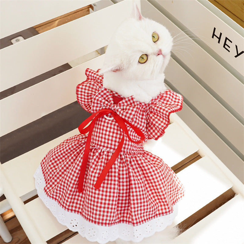 Pet Dress with Flounced Sleeves – Three-Color Design