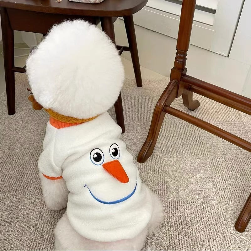 Christmas Snowman Dog Hoodie – Funny Transformation Outfit