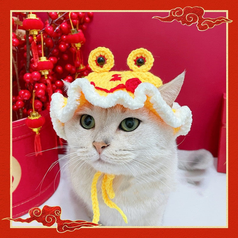 New Year Festive Clothes – Tiger Head Hats for Pet Cats & Dogs